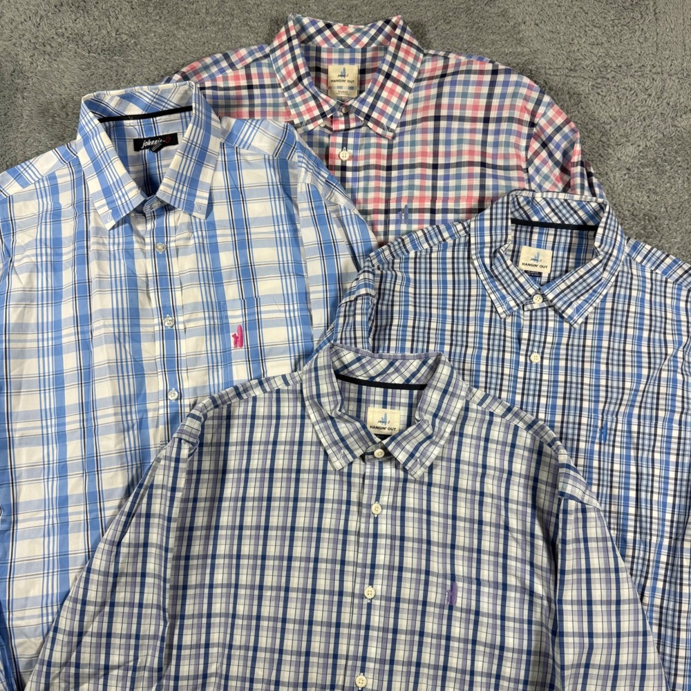 Lot of 4 Johnnie-O Button Down Shirts Men XL Multicolor Plaid Hangin Out Chest L